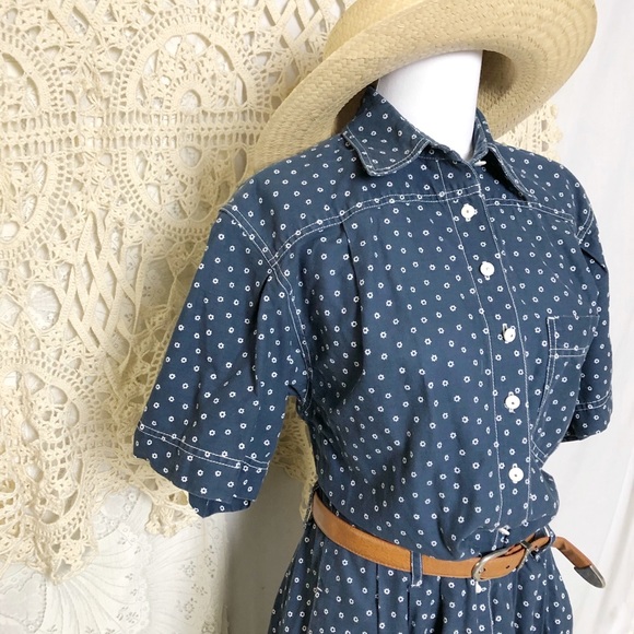 VNTG | navy button down collar dress - Picture 9 of 11